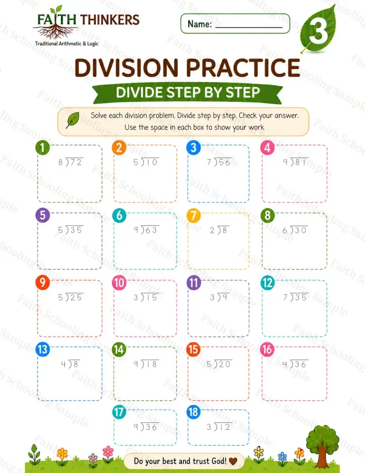 3rd Grade math worksheet — Summer Division Practice 2 (free printable)