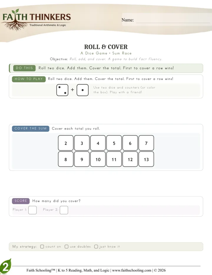 Rollcover worksheet sample