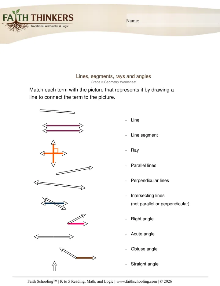 Lines worksheet sample