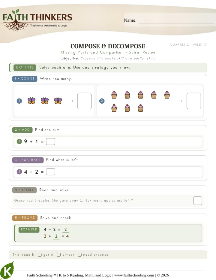 Spiral worksheet sample