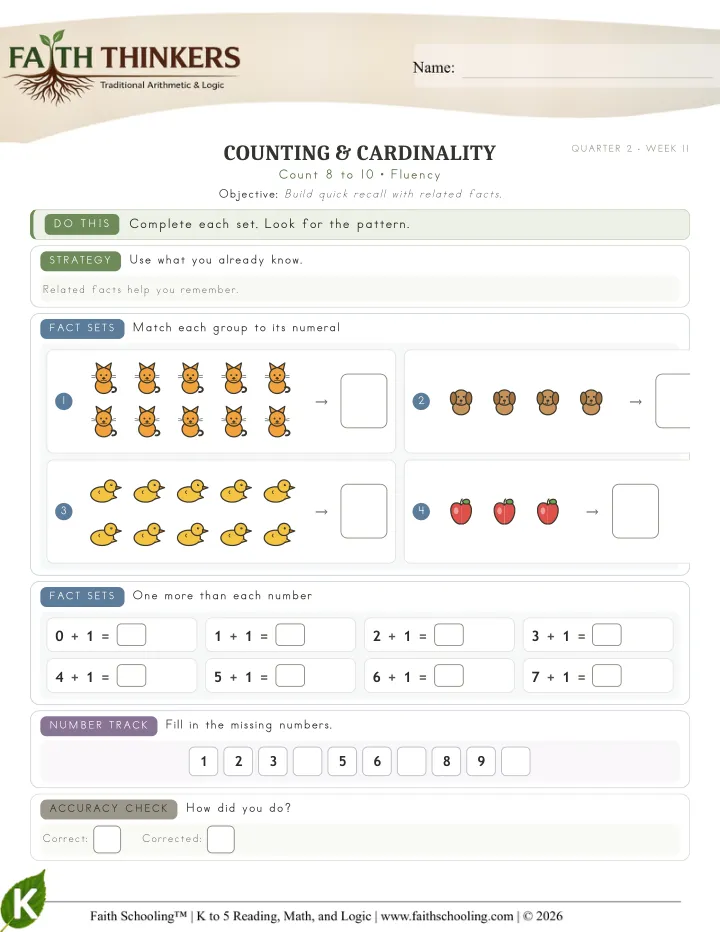 Fluency worksheet sample