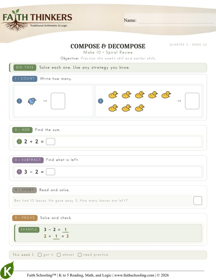 Spiral worksheet sample