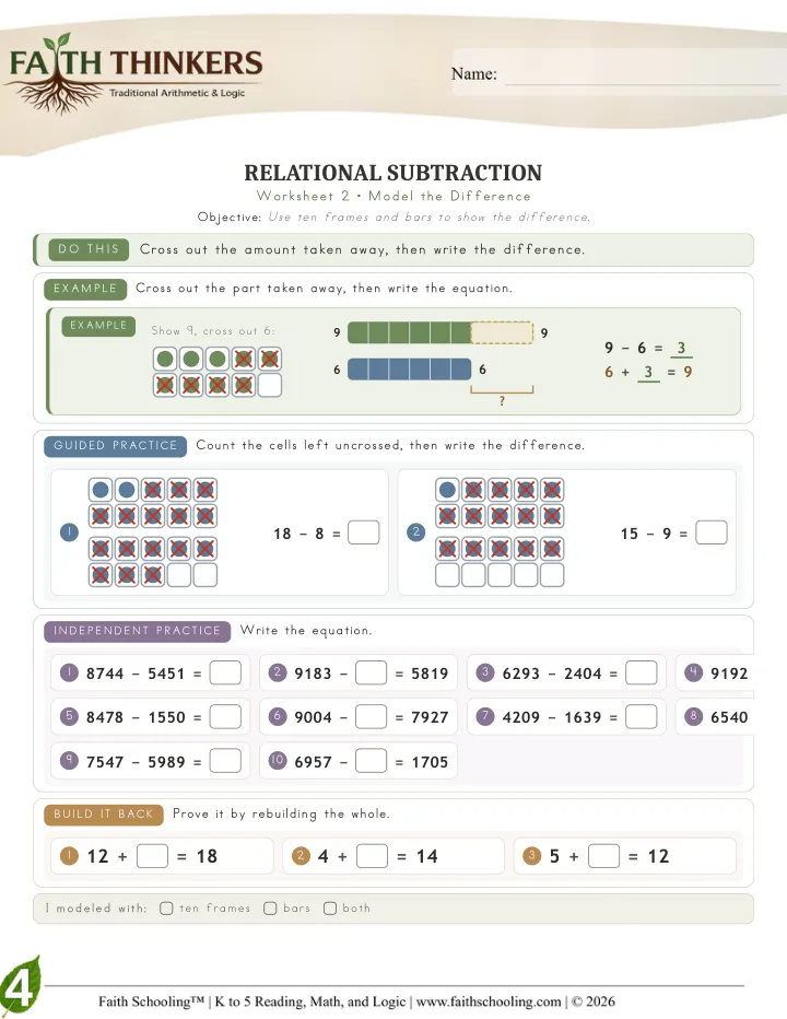 Model worksheet sample