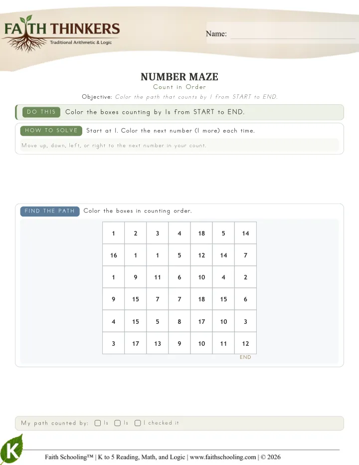 Maze worksheet sample