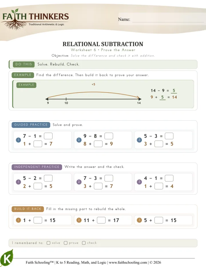 Prove worksheet sample