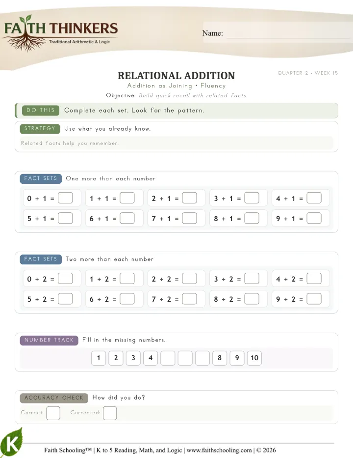 Fluency worksheet sample