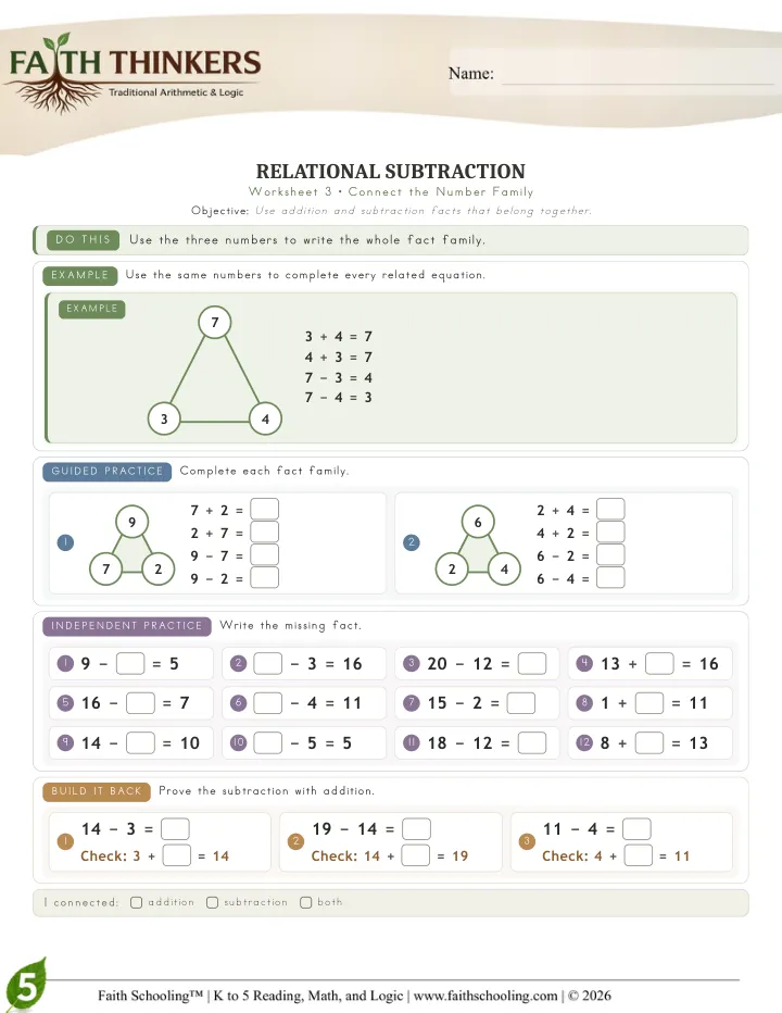 Connect worksheet sample