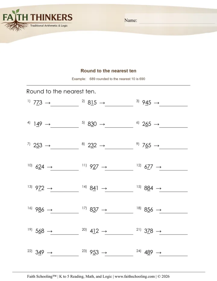 Rounding worksheet sample
