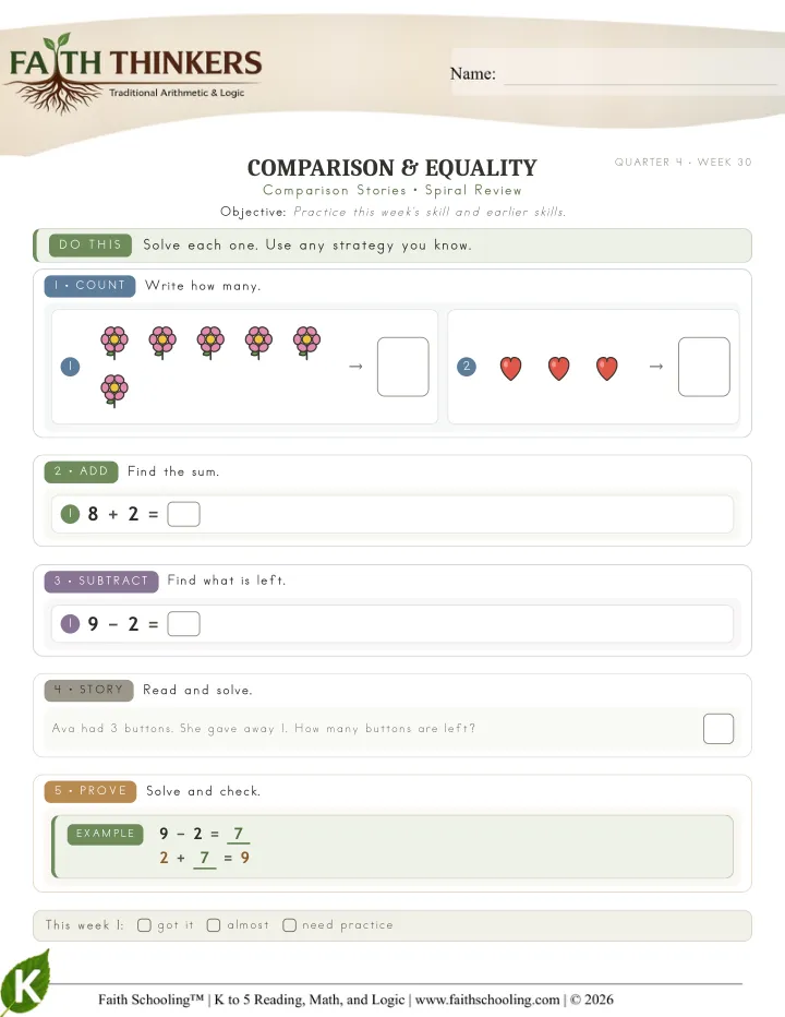 Spiral worksheet sample