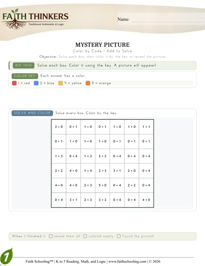 Mystery worksheet sample