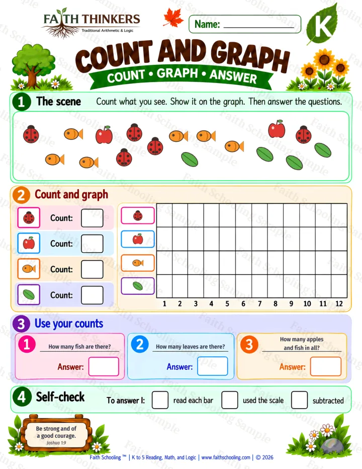 Kindergarten Count And Graph worksheet preview