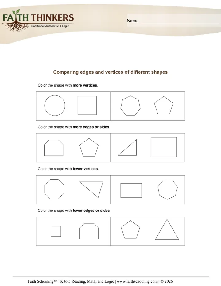Attributes Of Shapes worksheet sample