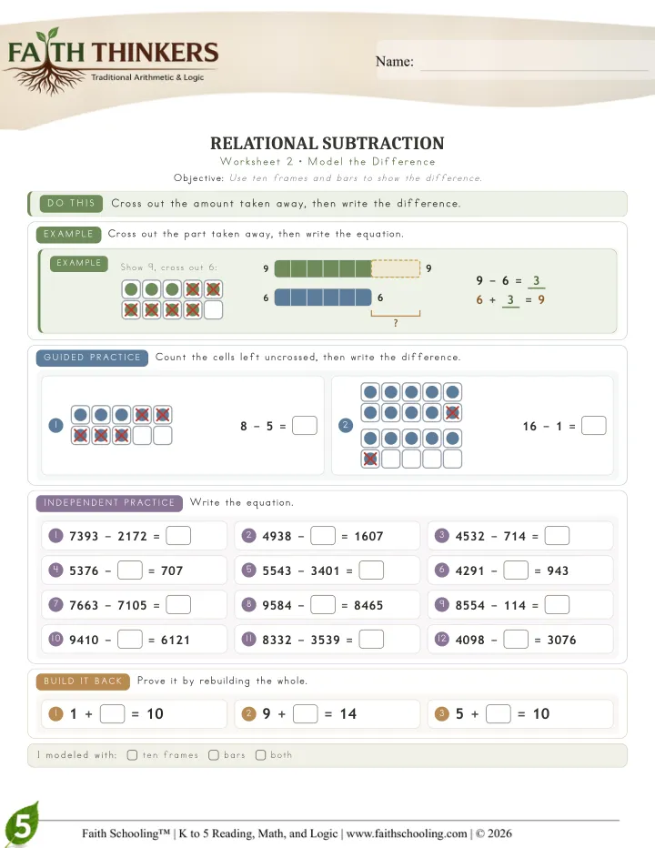 Model worksheet sample