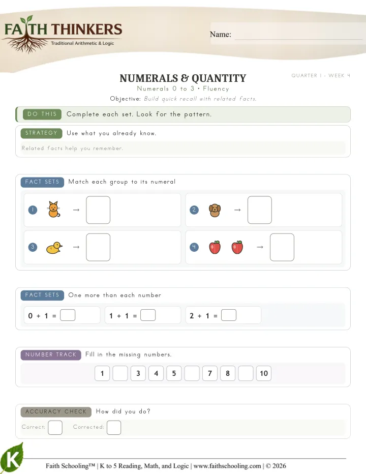 Fluency worksheet sample