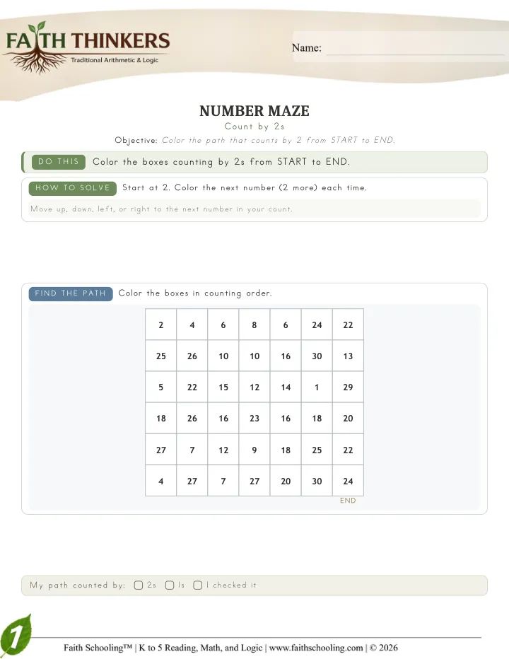 Maze worksheet sample