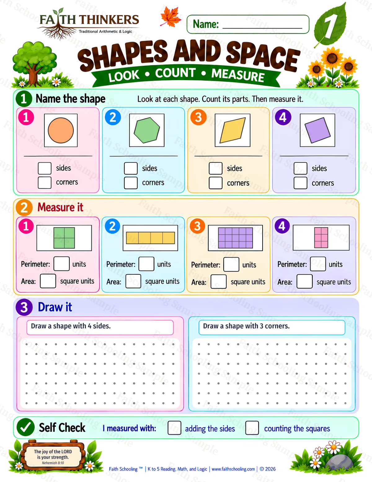 1st Grade math worksheet — 2D Shapes Practice 2 (free printable)