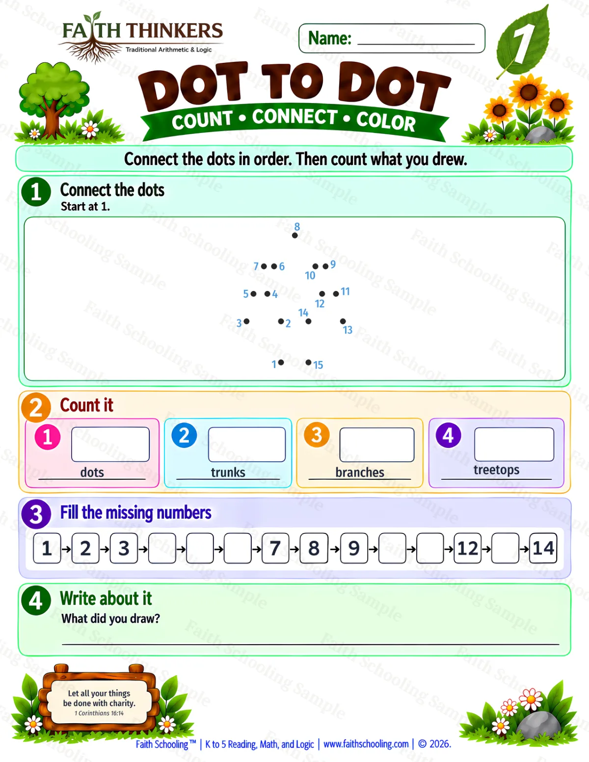 1st Grade math worksheet — Dot To Dot Practice 2 (free printable)