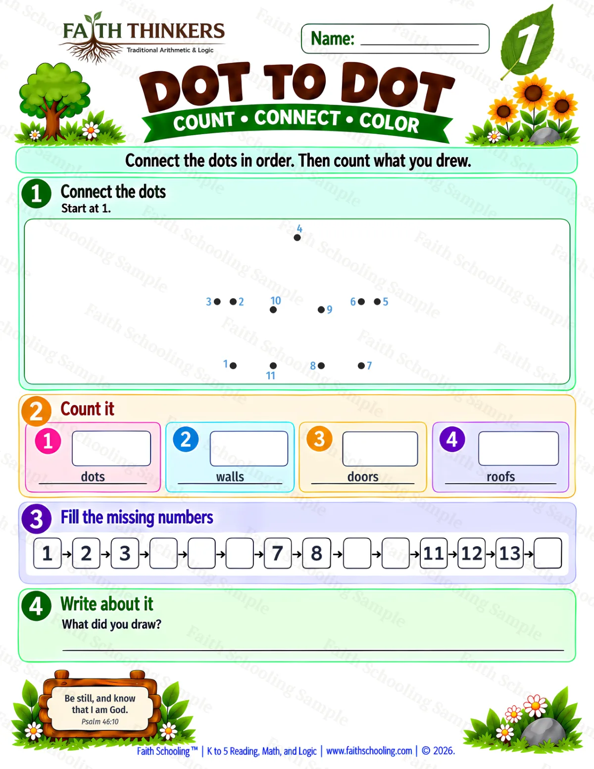 1st Grade math worksheet — Dot To Dot Practice 3 (free printable)