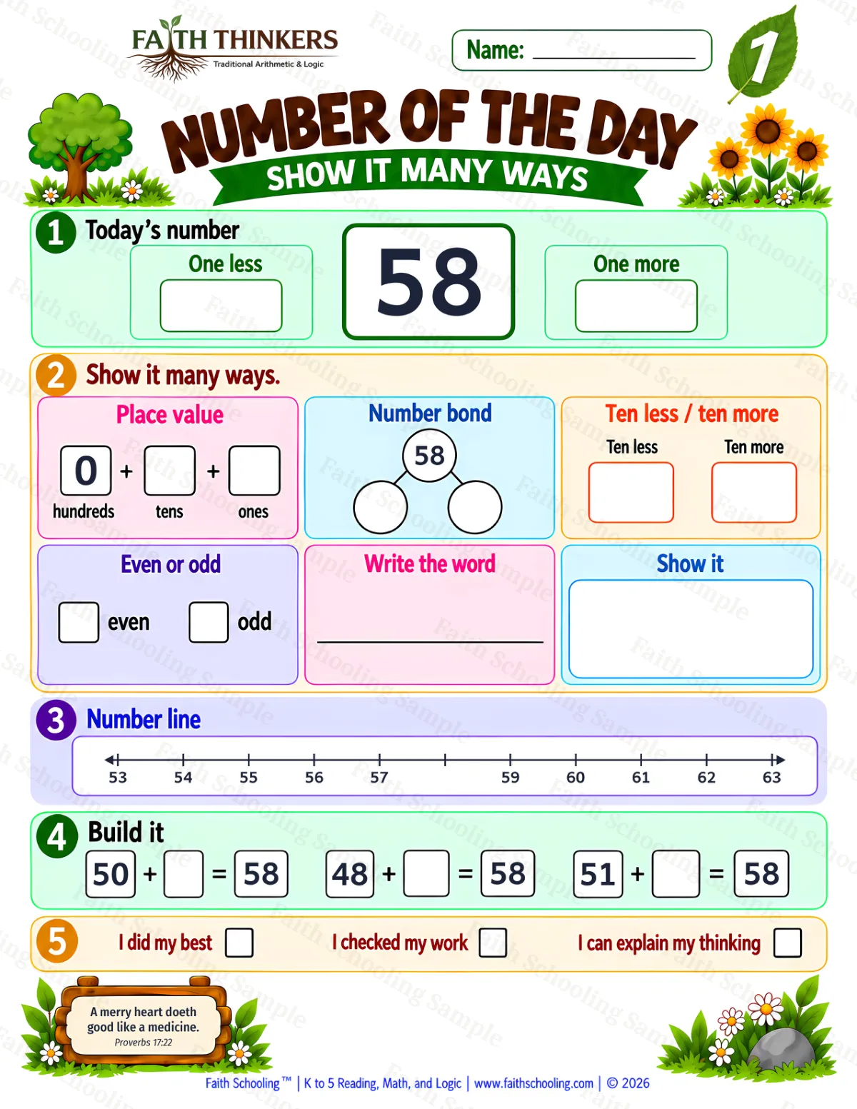 1st Grade math worksheet — Place Value Practice 1 (free printable)