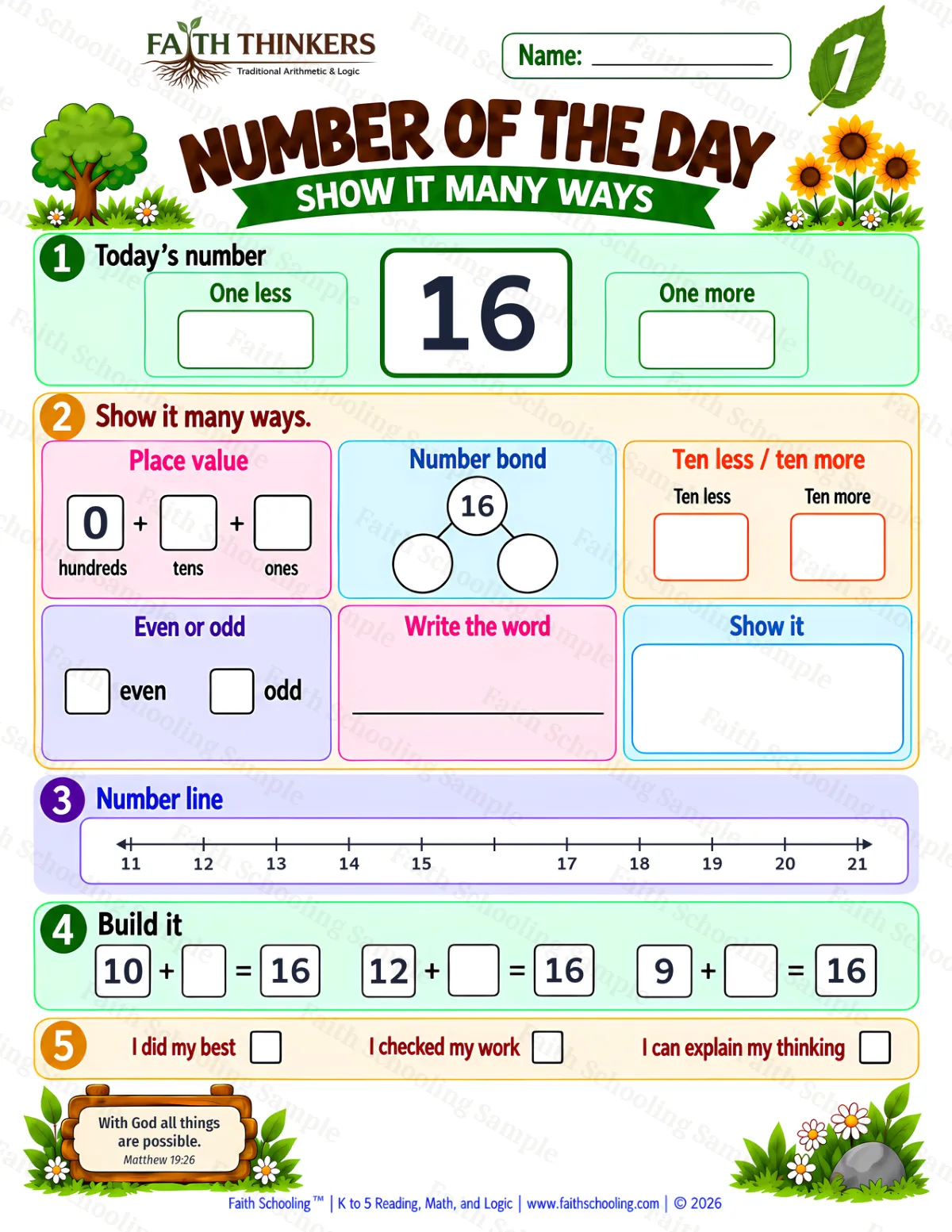 1st Grade math worksheet — Place Value Practice 2 (free printable)