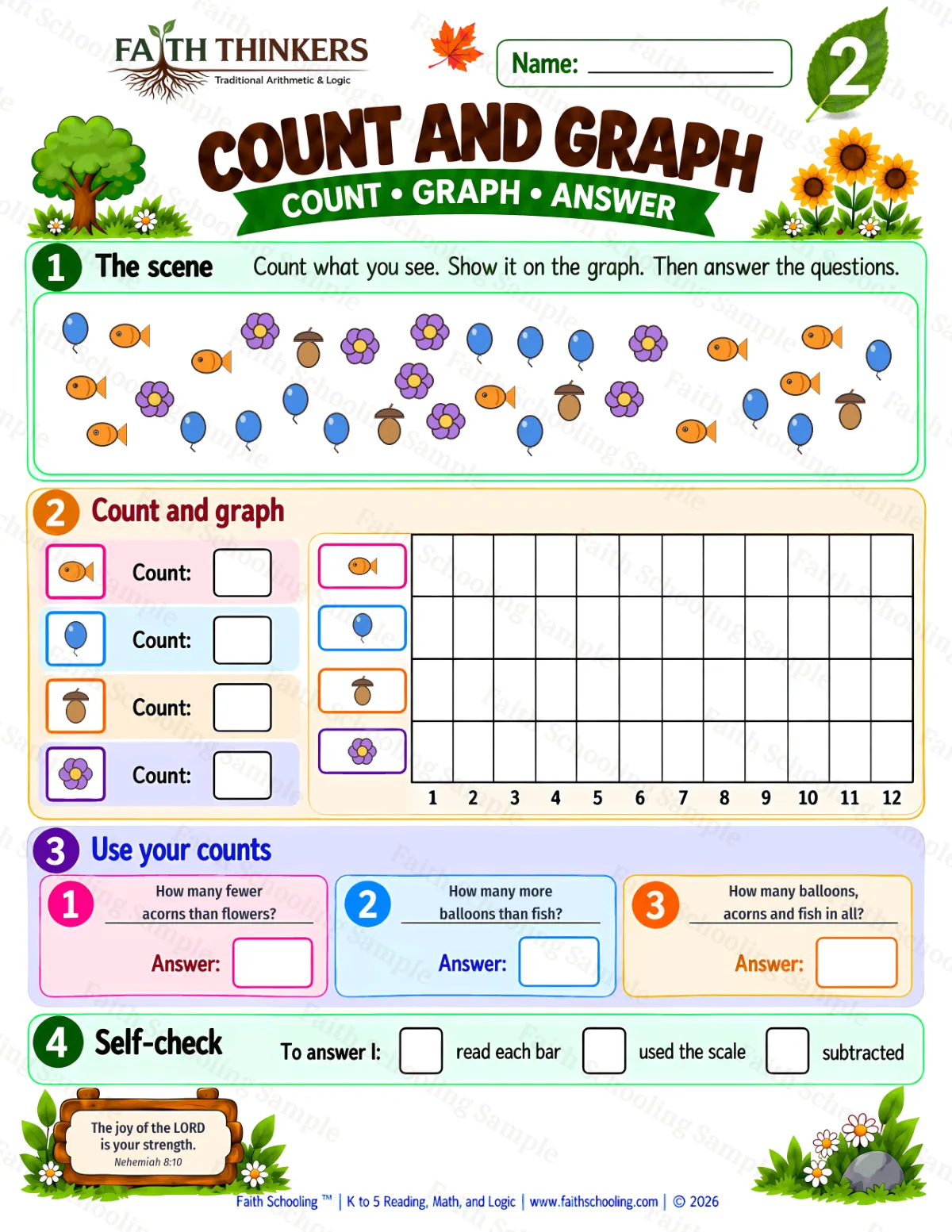 2nd Grade math worksheet — Bar Graphs Practice 1 (free printable)