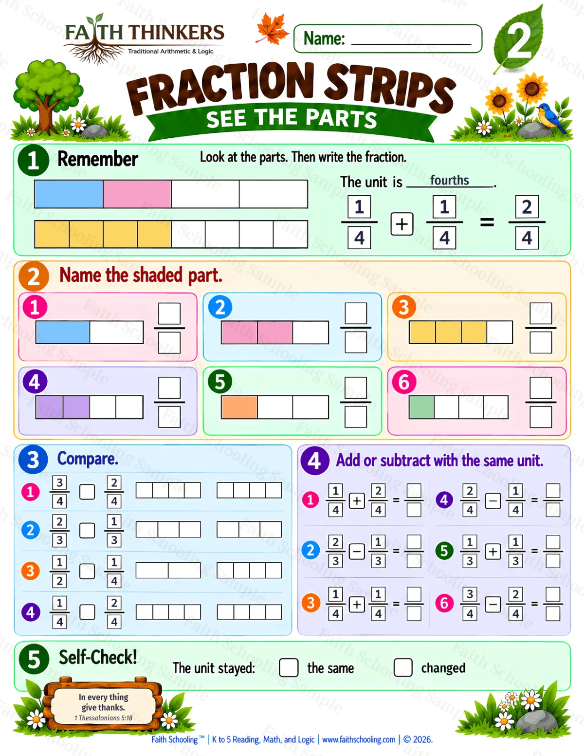 2nd Grade math worksheet — Fractions Practice 2 (free printable)