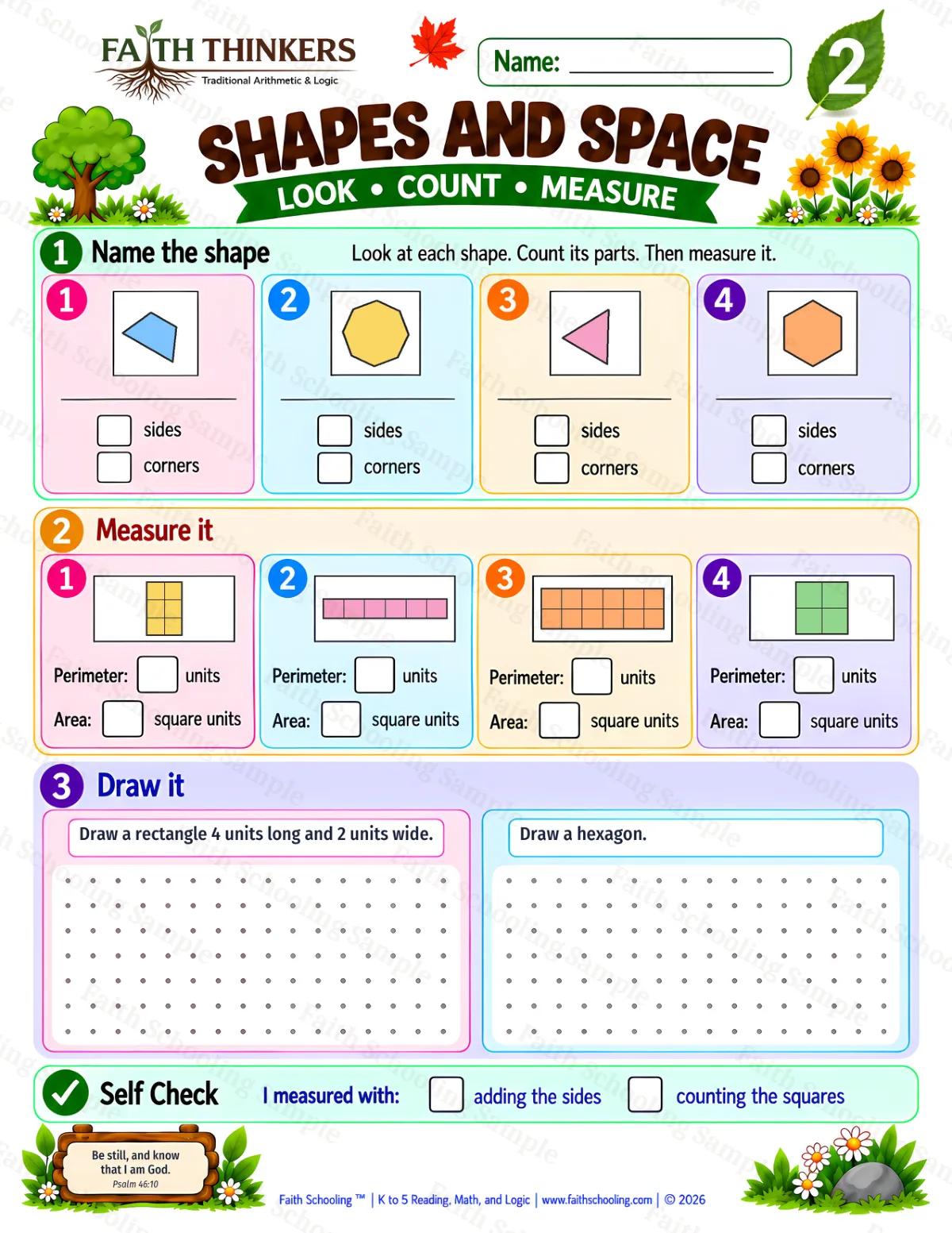 2nd Grade math worksheet — Geometry Practice 1 (free printable)