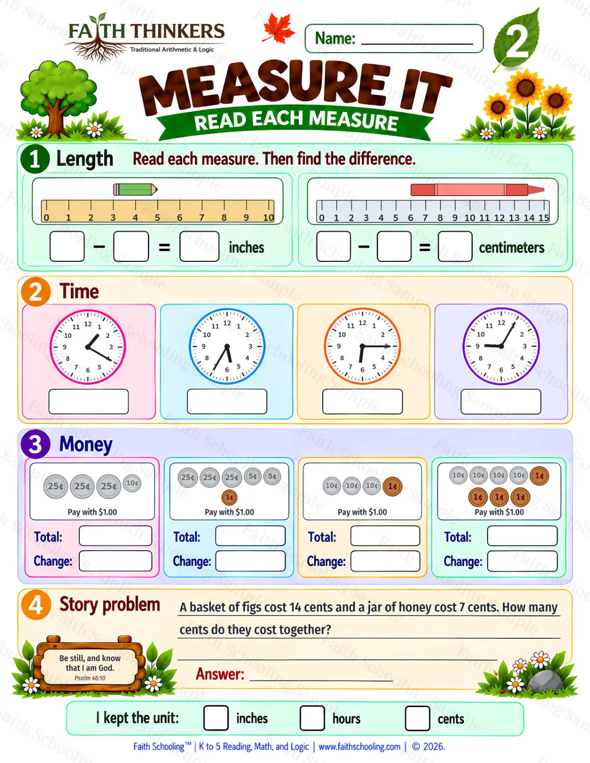 2nd Grade math worksheet — Measurement Practice 3 (free printable)