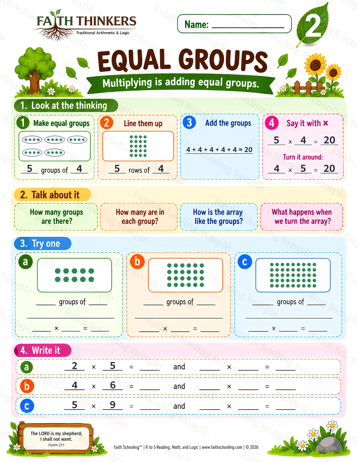2nd Grade math worksheet — Understanding Multiplication Practice 2 (free printable)
