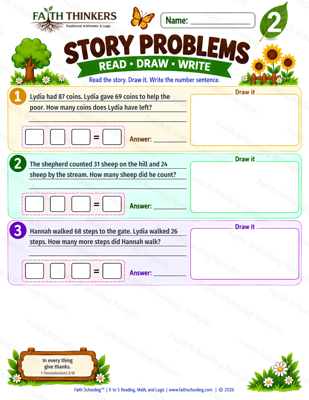 2nd Grade math worksheet — Word Problems Practice 3 (free printable)