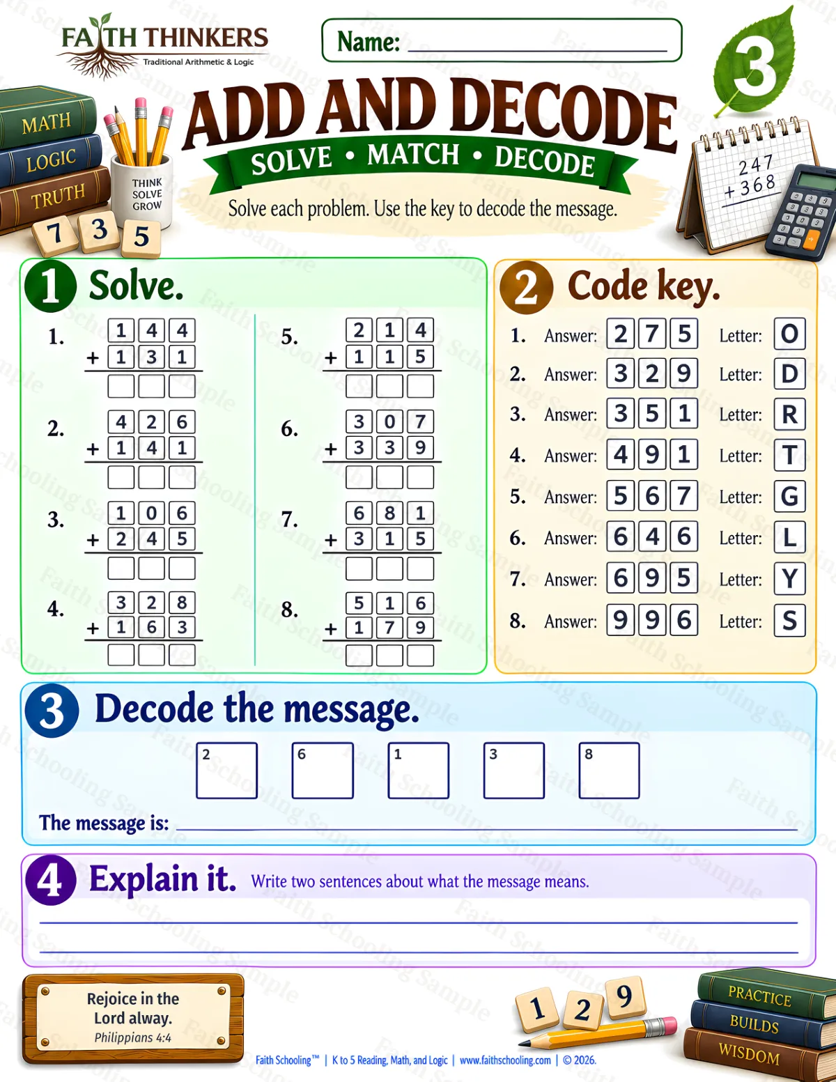 3rd Grade math worksheet — Addition with Regrouping Practice 3 (free printable)