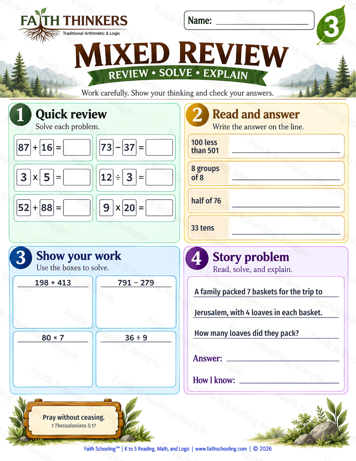 3rd Grade math worksheet — Core Skills Practice 2 (free printable)