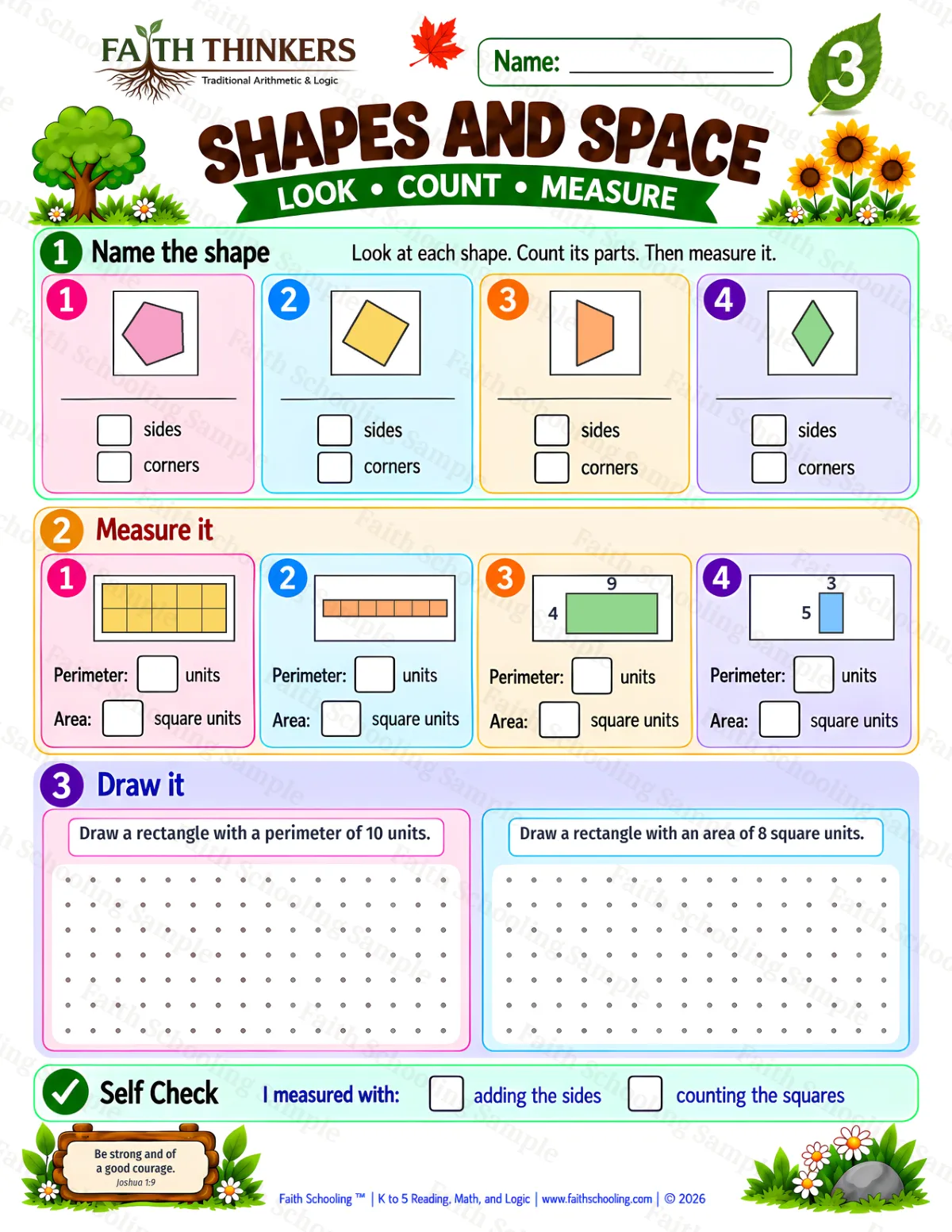 3rd Grade math worksheet — Geometry Practice 1 (free printable)