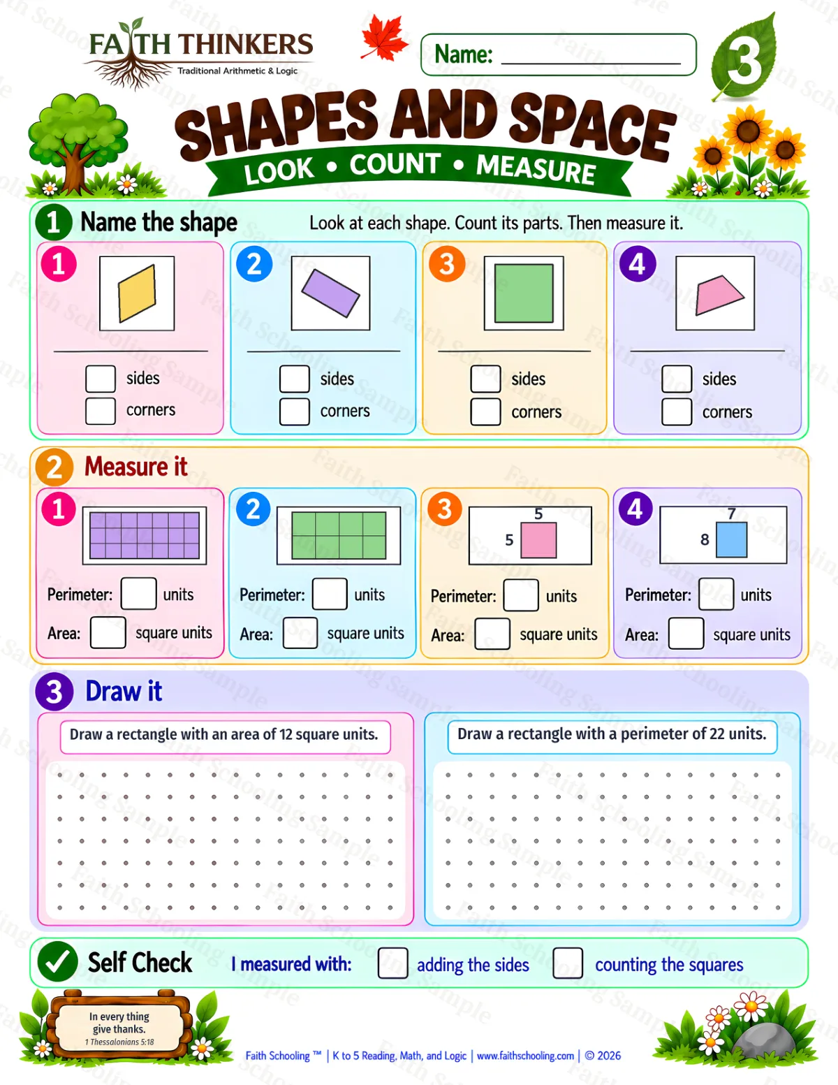 3rd Grade math worksheet — Geometry Practice 3 (free printable)