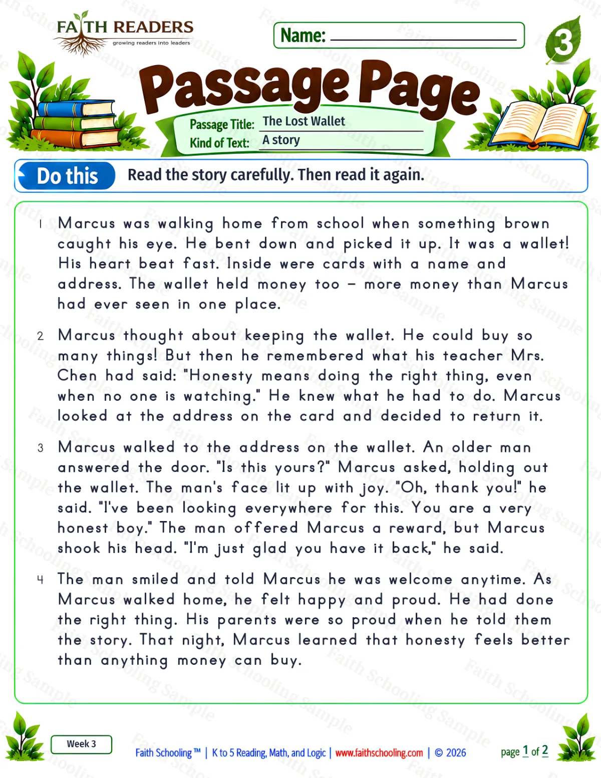 Grade 3 Reading Comprehension & Fluency: Inference and Evidence
