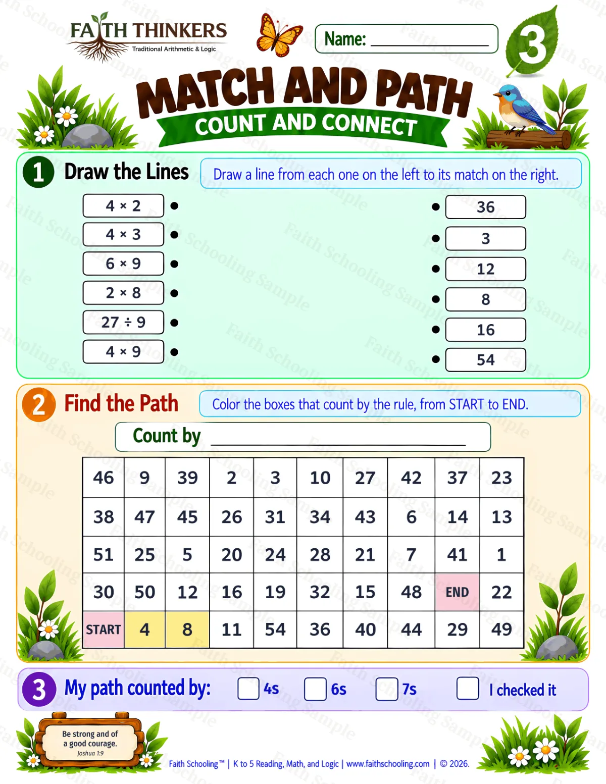 3rd Grade math worksheet — Interactive & Puzzles Practice 1 (free printable)