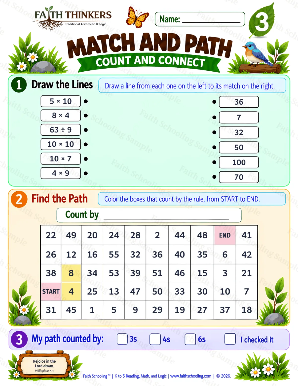 3rd Grade math worksheet — Interactive & Puzzles Practice 3 (free printable)