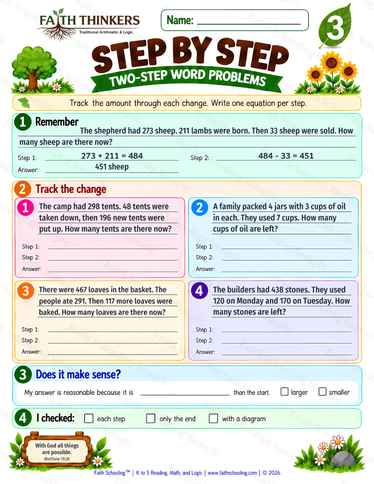 3rd Grade math worksheet — Word Problems Practice 3 (free printable)