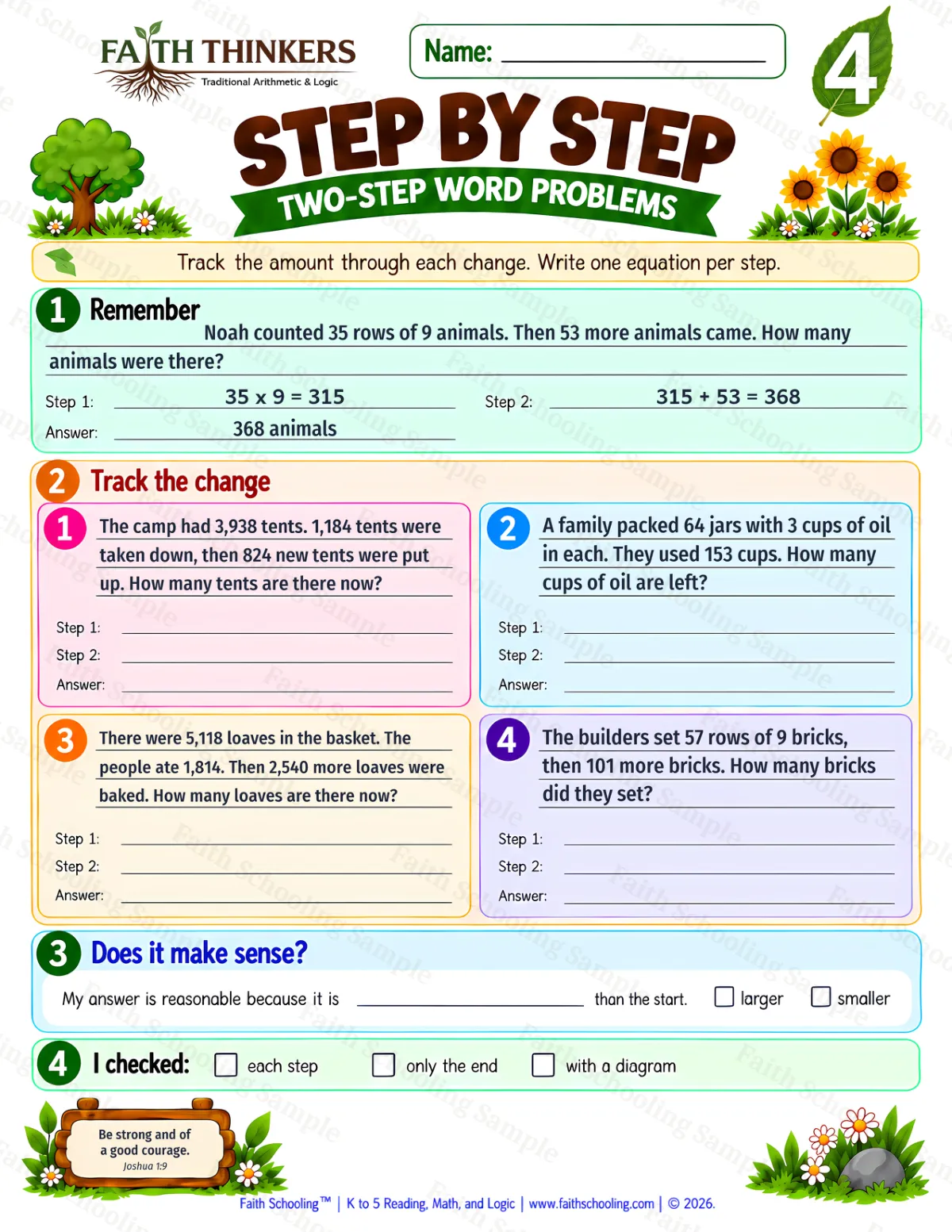 4th Grade math worksheet — Word Problems Practice 1 (free printable)