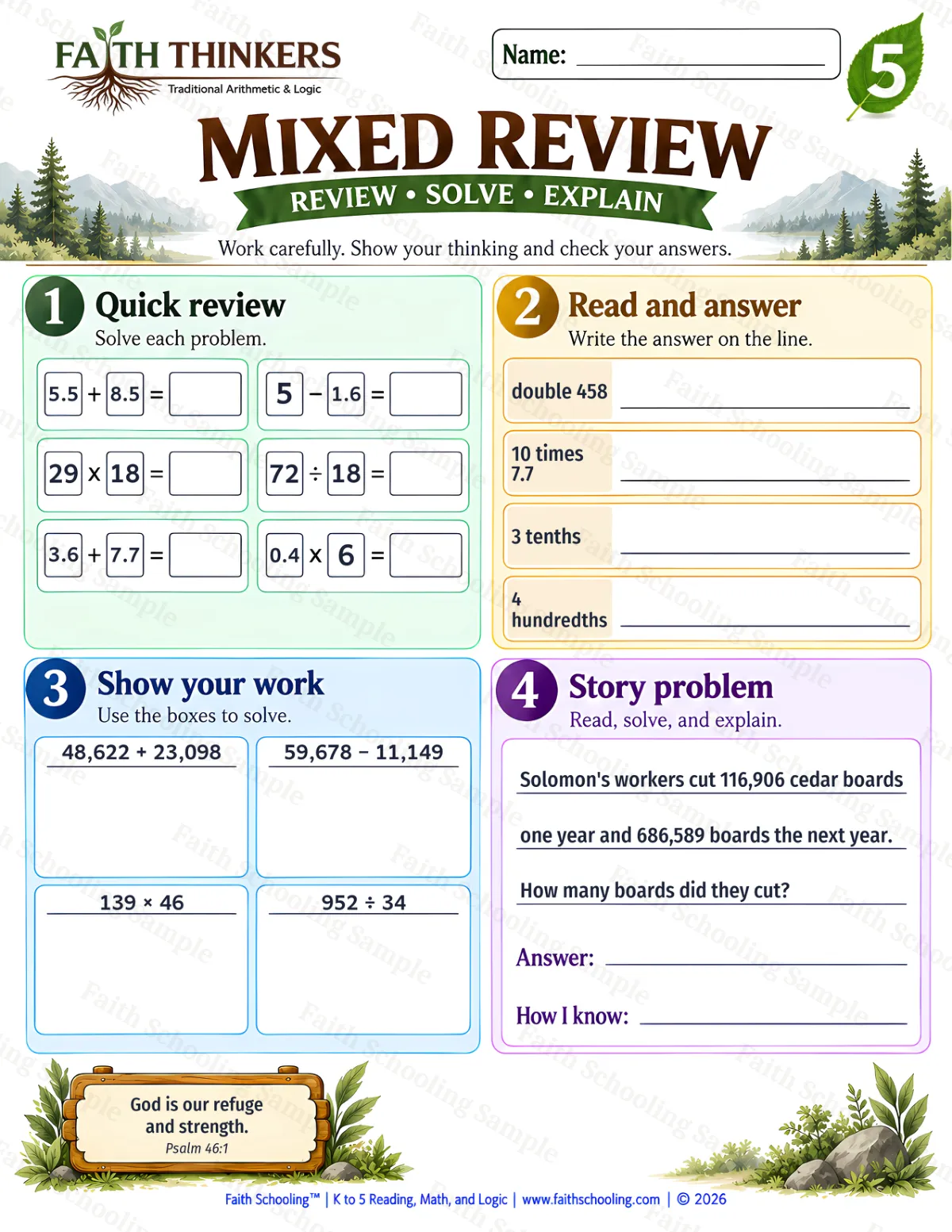 5th Grade math worksheet — Core Skills Practice 2 (free printable)