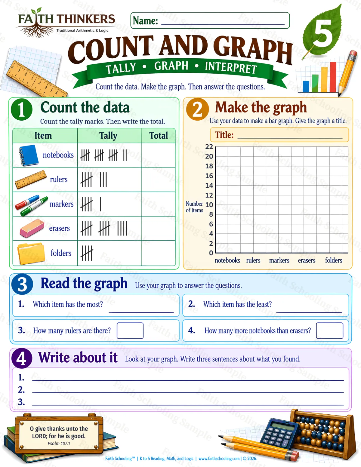 5th Grade math worksheet — Data Practice 2 (free printable)