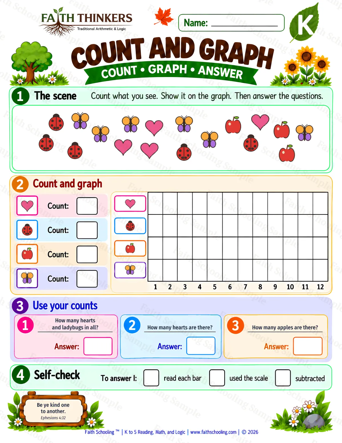 Kindergarten math worksheet — Data and Graphing Practice 2 (free printable)