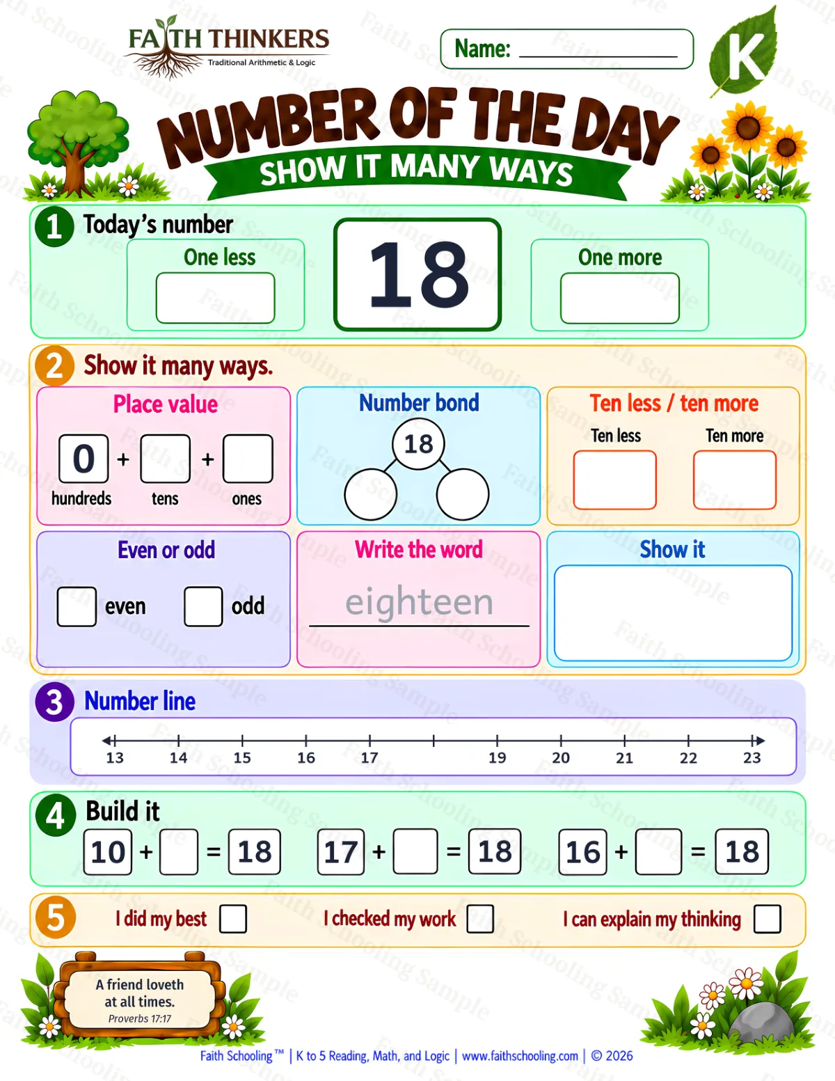 Kindergarten math worksheet — Place Value Practice 3 (free printable)