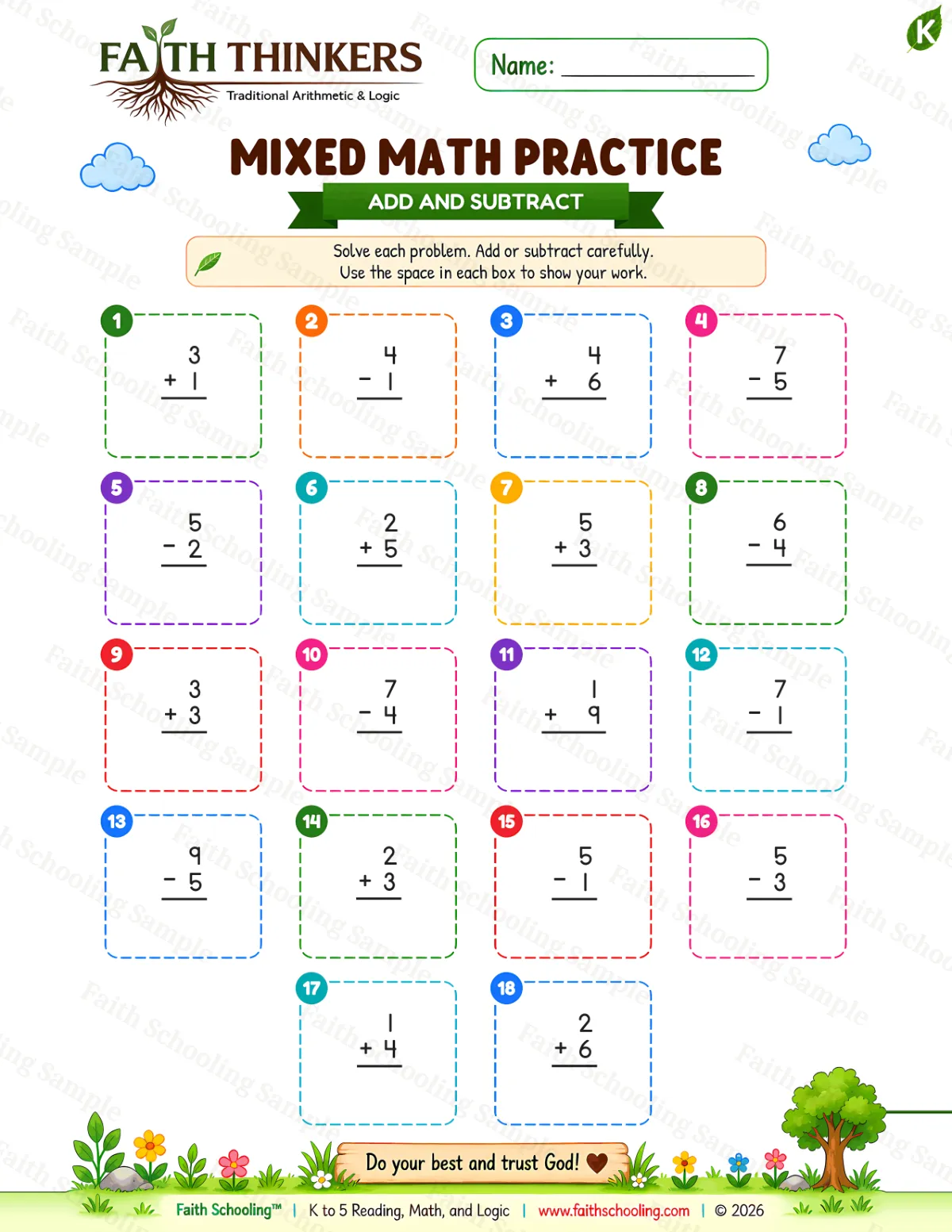 Kindergarten math worksheet — Summer Mixed Practice 2 (free printable)