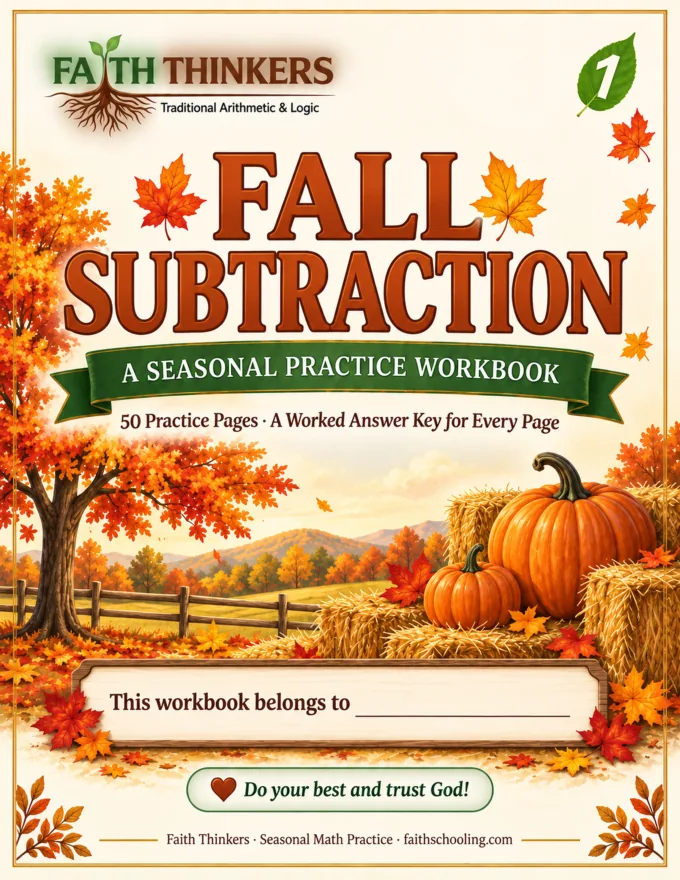Fall Subtraction workbook cover — Grade 1
