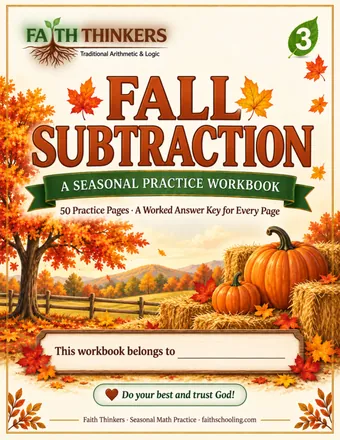 Fall Subtraction workbook cover — Grade 3