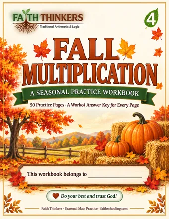 Fall Multiplication workbook cover — Grade 4