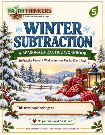 Winter Subtraction workbook cover — Grade 5