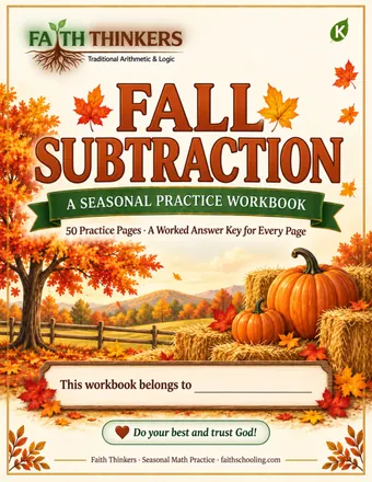 Fall Subtraction workbook cover — Kindergarten