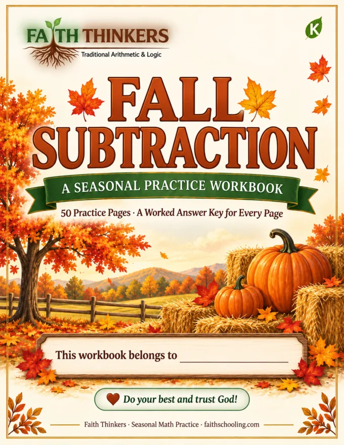 Fall Subtraction workbook cover — Kindergarten